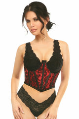 Lavish Red w/Black Lace Overlay Open Cup Waist Cincher