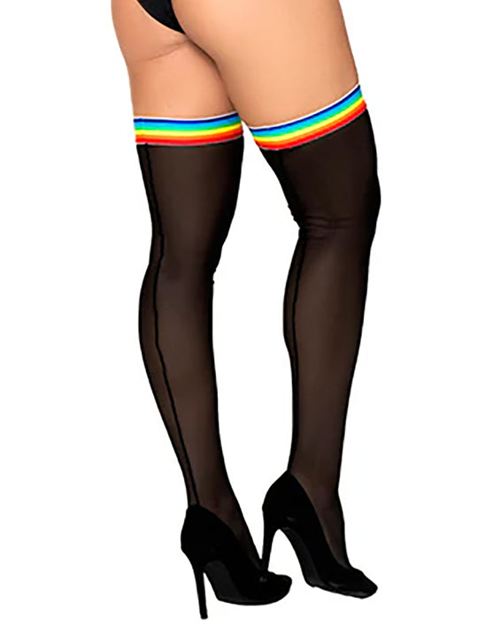 Rainbow Elastic Trim Thigh Highs