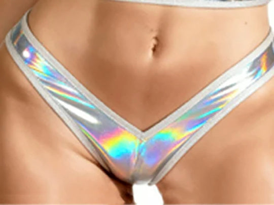 Silver Hologram Brazillian Cut Shorts