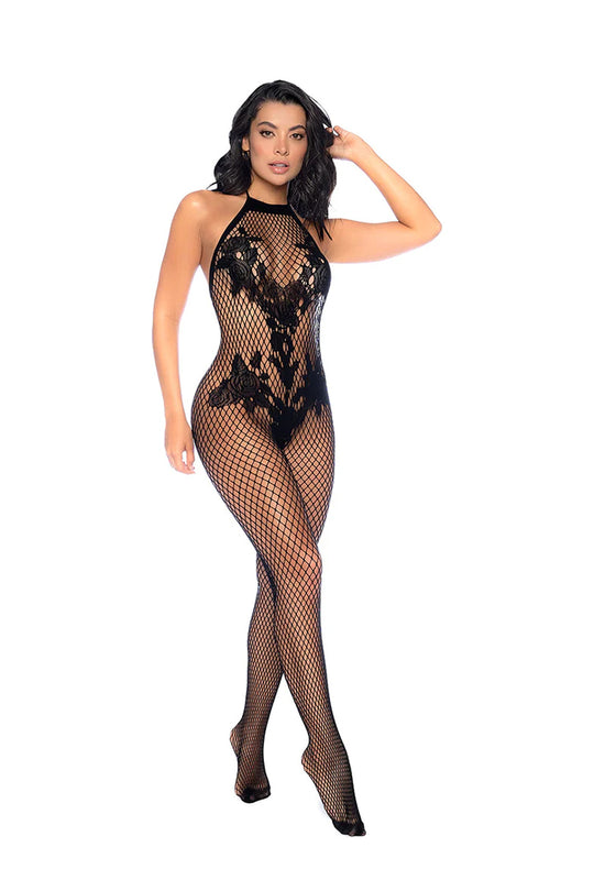 Vino Noir Floral Fishnet Bodystocking