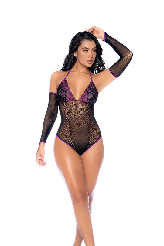 Whispered Lace Fishnet Bodysuit