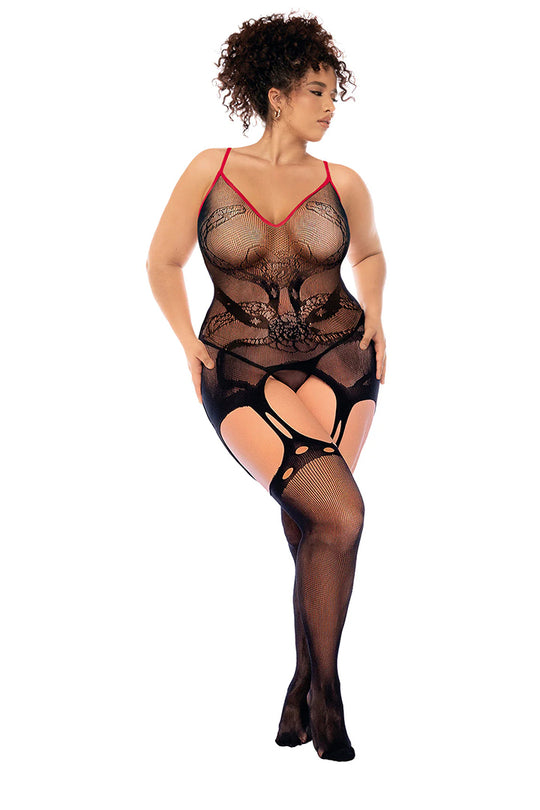Plus Size Snake Fishnet Bodystocking