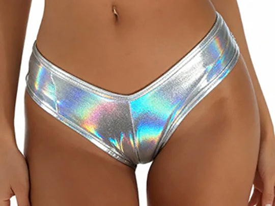 Silver Hologram Micro Shorts