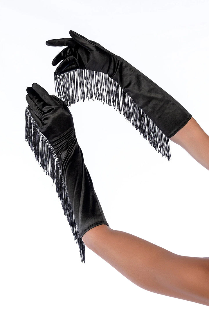 Satin Fringe Opera Gloves