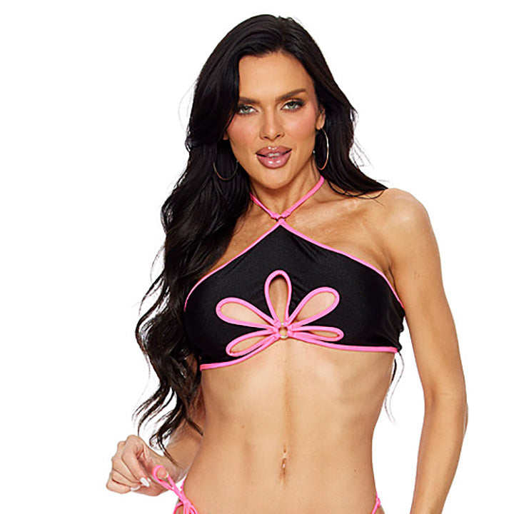 2434 - HALTER CUTOUT FLOWER TOP