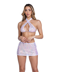 Sequin Fishnet Skirt
