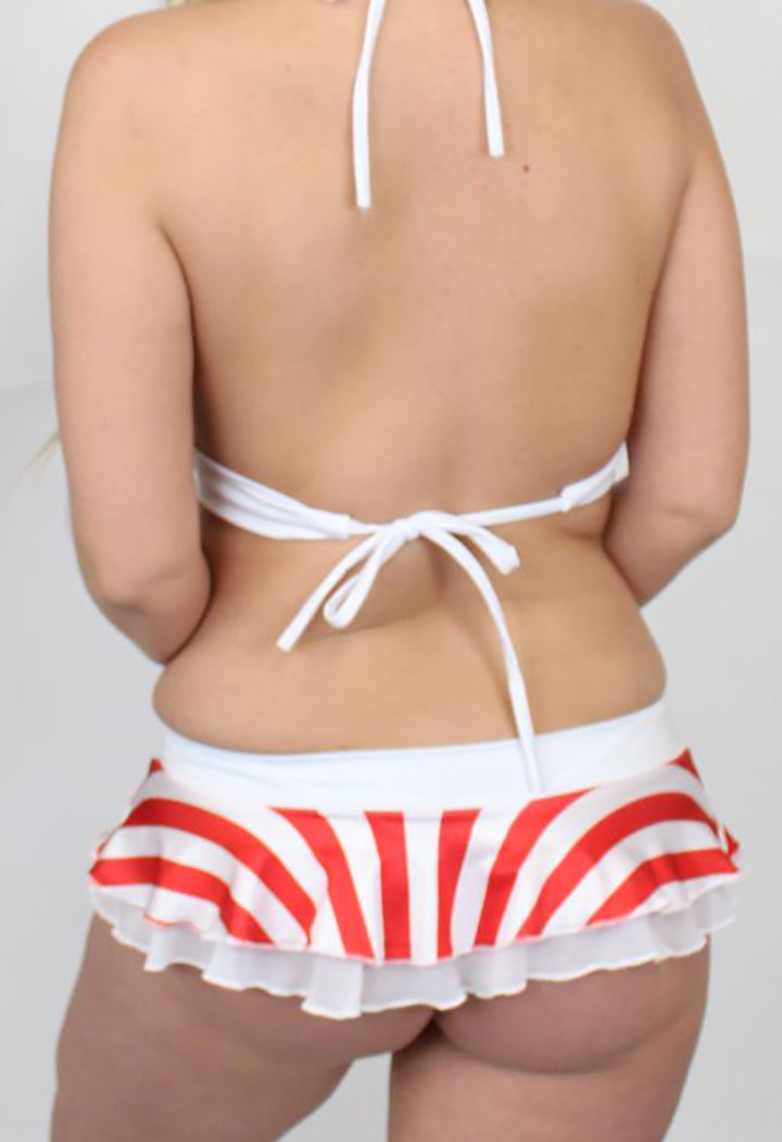 Stars & Stripes Tutu Skirt Set with Rhinestone Trim & Thong