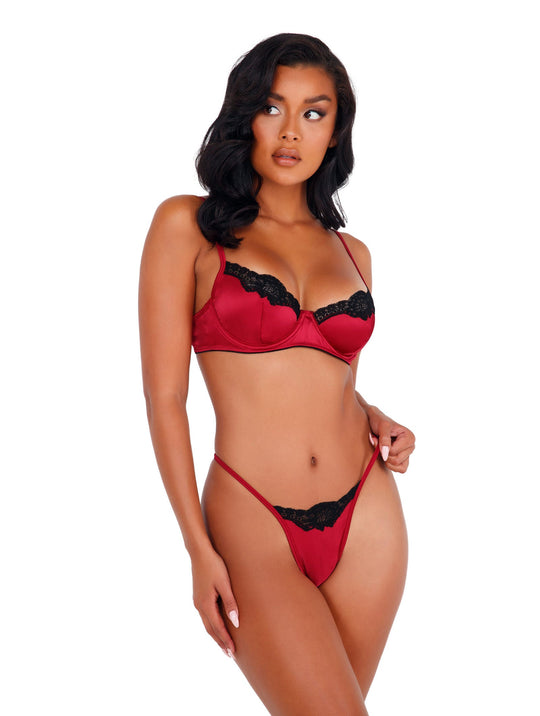 LI394 - 2pc Lace & Satin Underwire Bra Set