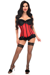 Lavish Red/Black Lycra Hook & Eye Stretch Bustier Corset