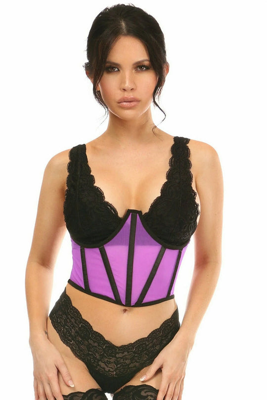 Lavish Neon Purple Mesh Open Cup Waist Cincher