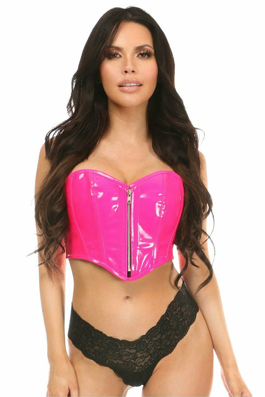 Top Drawer Hot Pink Patent Bustier Top w/Zipper