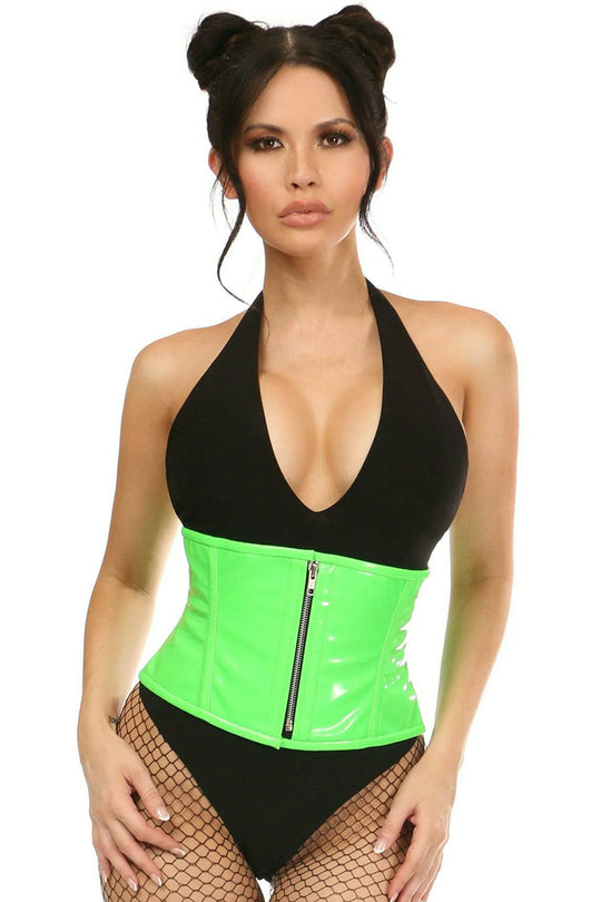 Top Drawer Neon Green Patent Steel Boned Mini Cincher