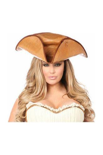 Camel Faux Leather Pirate Hat - Daisy Corsets