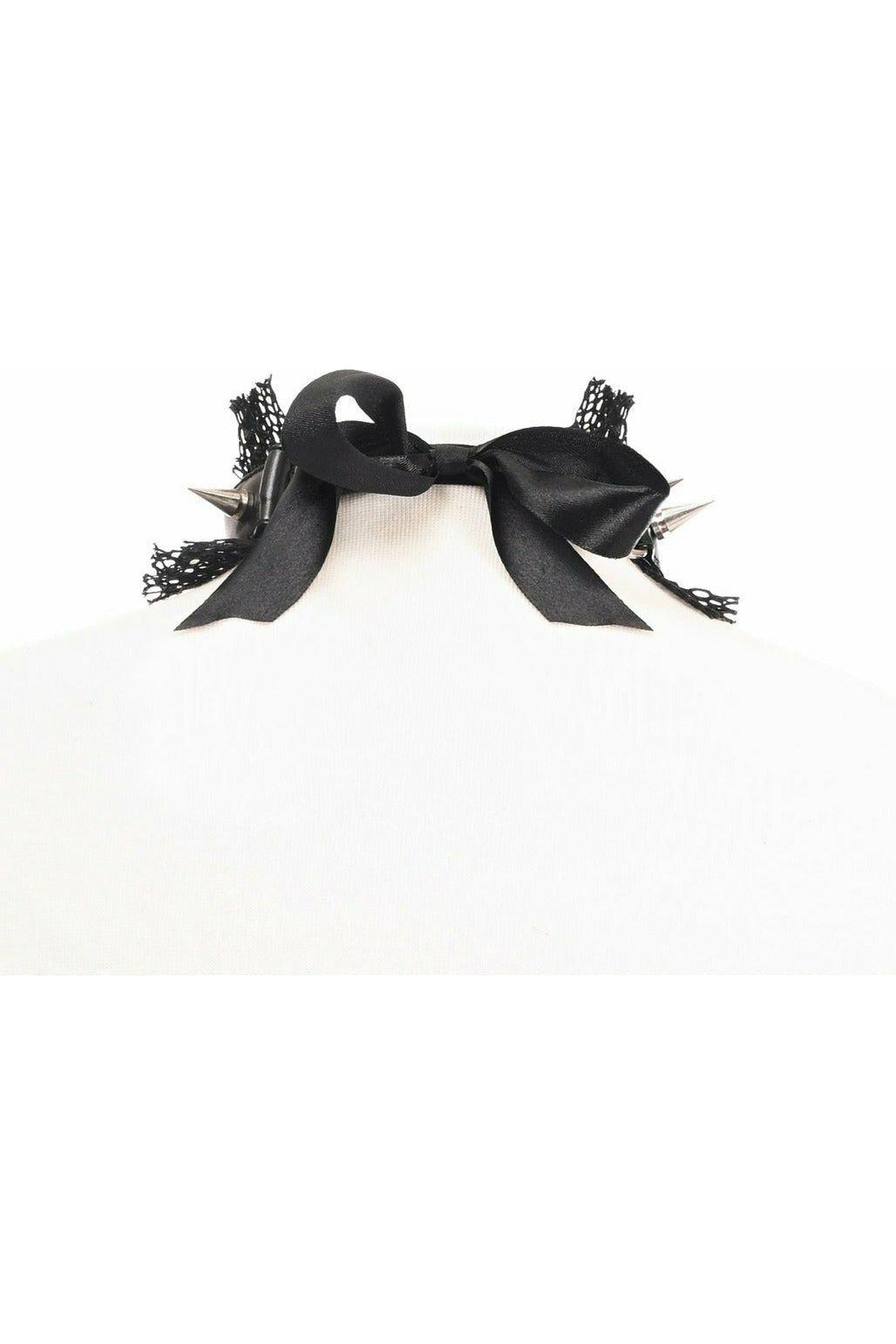 Kitten Collection Black Fishnet Spike Choker - Daisy Corsets