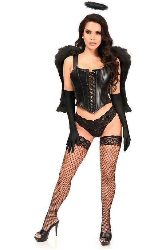 Lavish 4 PC Faux Leather Dark Angel Corset Costume - Daisy Corsets