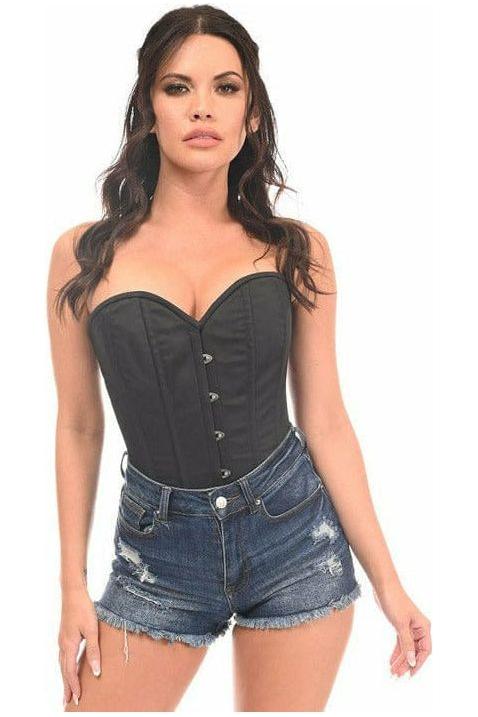 Lavish Black Cotton Overbust Corset - Daisy Corsets