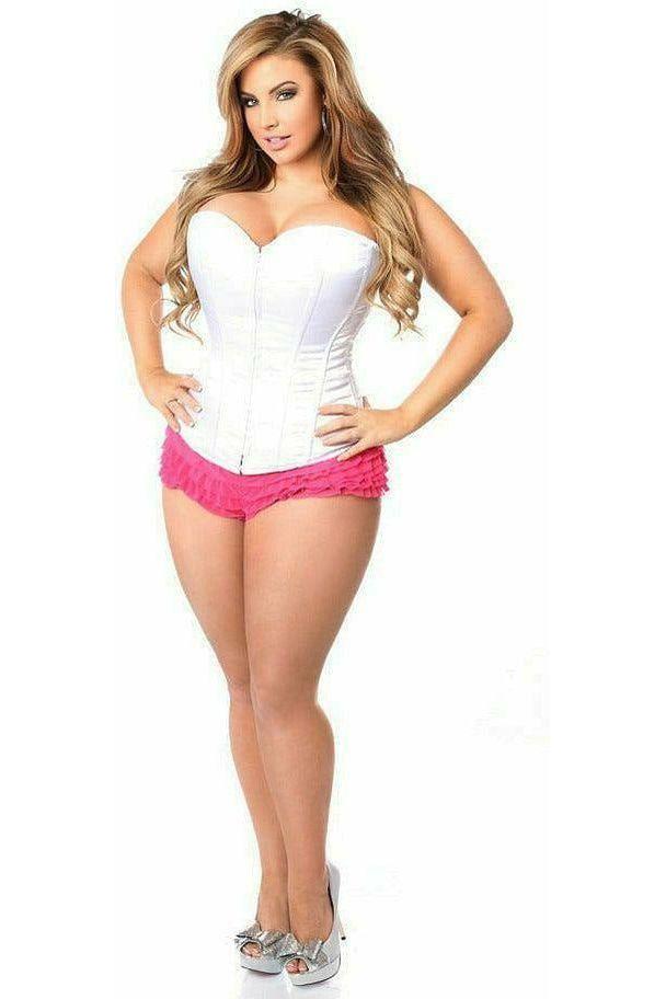 Lavish White Sweetheart Front Zipper Corset - Daisy Corsets