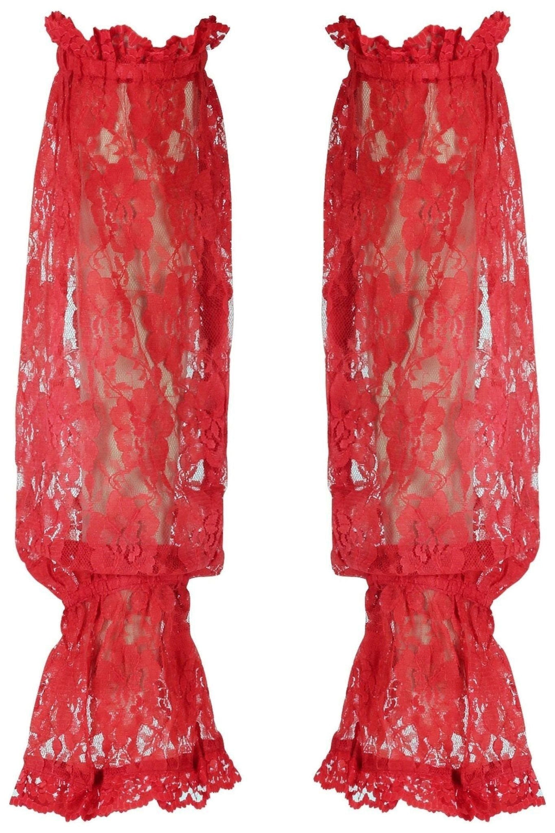 Red Sheer Lace Smocked Sleeves - Daisy Corsets