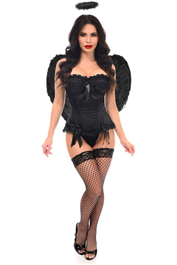Top Drawer 3 PC Black Burlesque Dark Angel Corset Costume