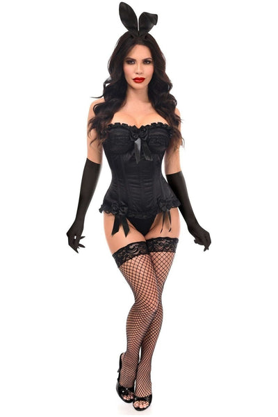 Top Drawer 4 PC Black Burlesque Bunny Corset Costume