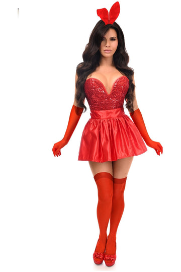 Top Drawer 5 PC Premium Red Bunny Corset Costume