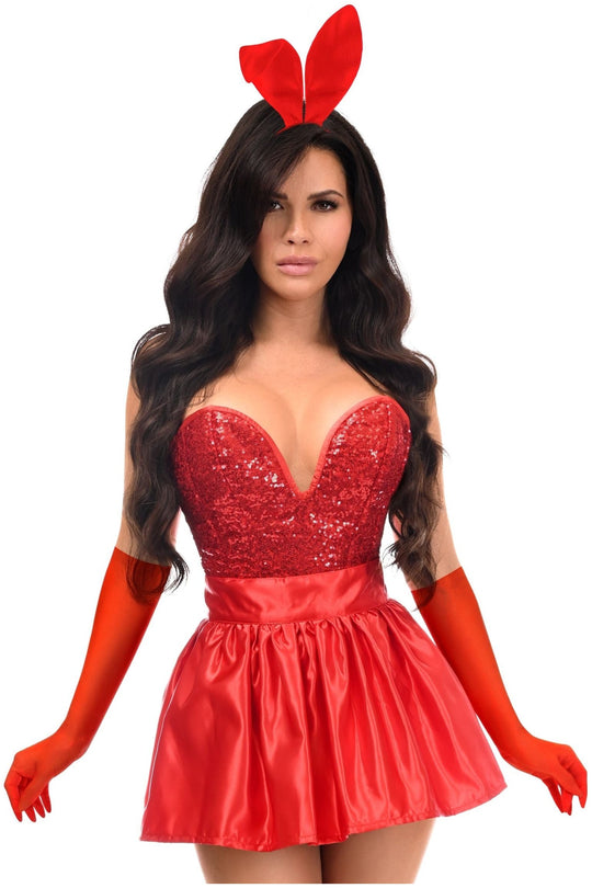 Top Drawer 5 PC Premium Red Bunny Corset Costume - Daisy Corsets