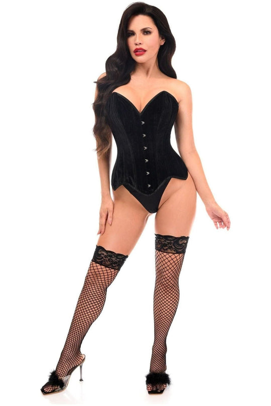 Top Drawer Black Velvet Steel Boned Overbust Corset - Daisy Corsets