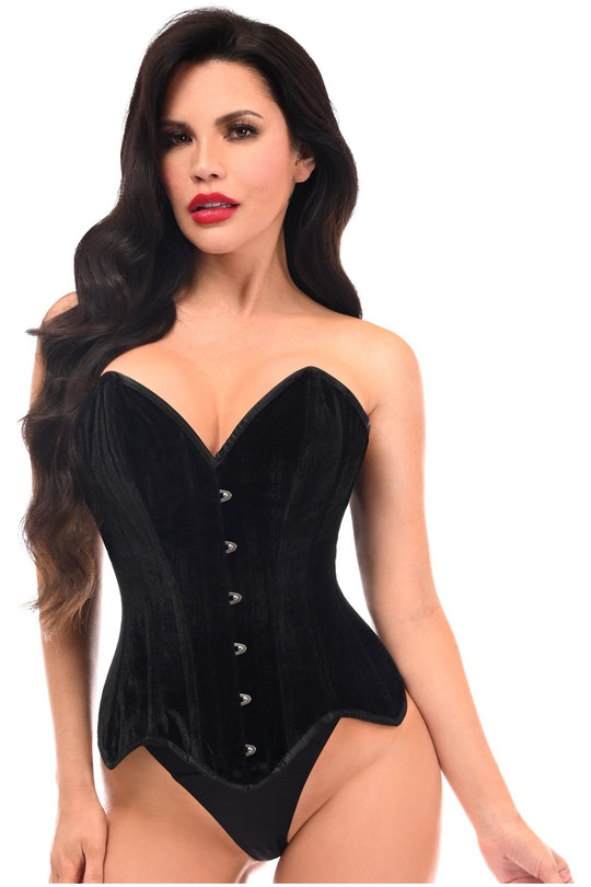 Top Drawer Black Velvet Steel Boned Overbust Corset - Daisy Corsets