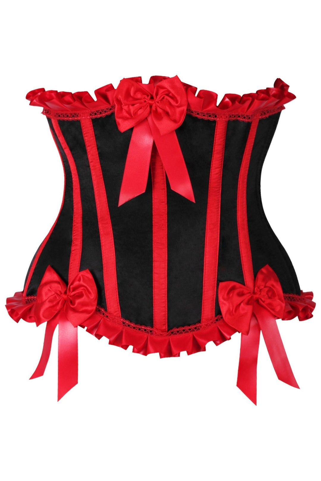Top Drawer Black/Red Steel Boned Burlesque Underbust Corset Waist Cincher - Daisy Corsets