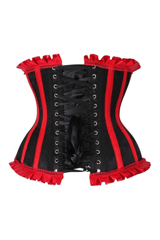 Top Drawer Black/Red Steel Boned Burlesque Underbust Corset Waist Cincher - Daisy Corsets