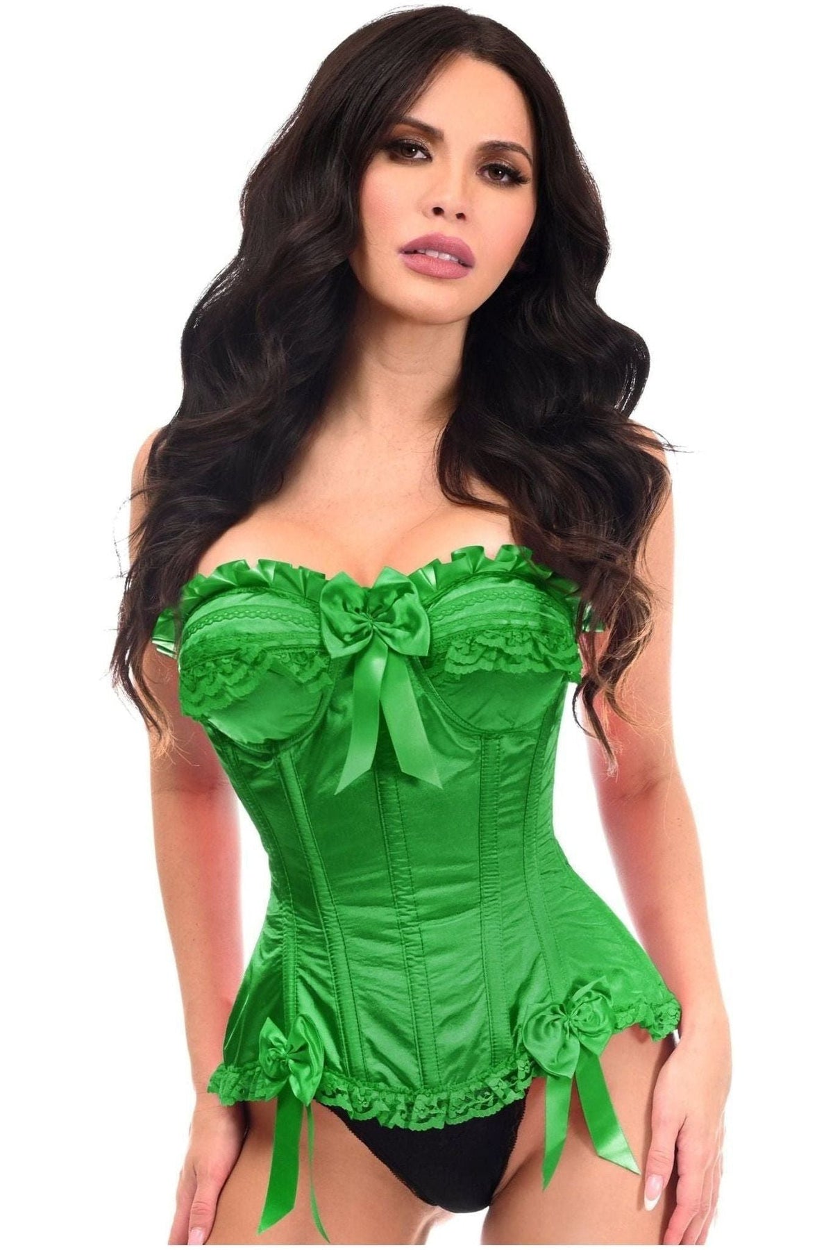 Top Drawer Green Satin Steel Boned Burlesque Corset - Daisy Corsets