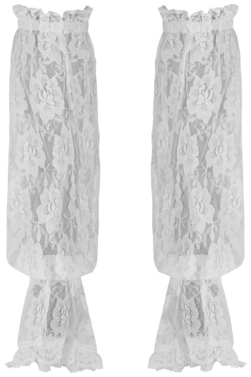 White Sheer Lace Smocked Sleeves