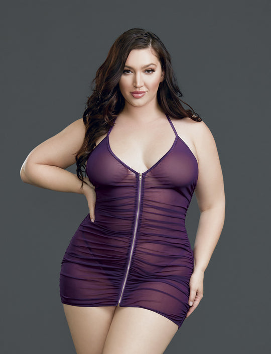 Plus Size Flirtatious Plum Chemise & G-String