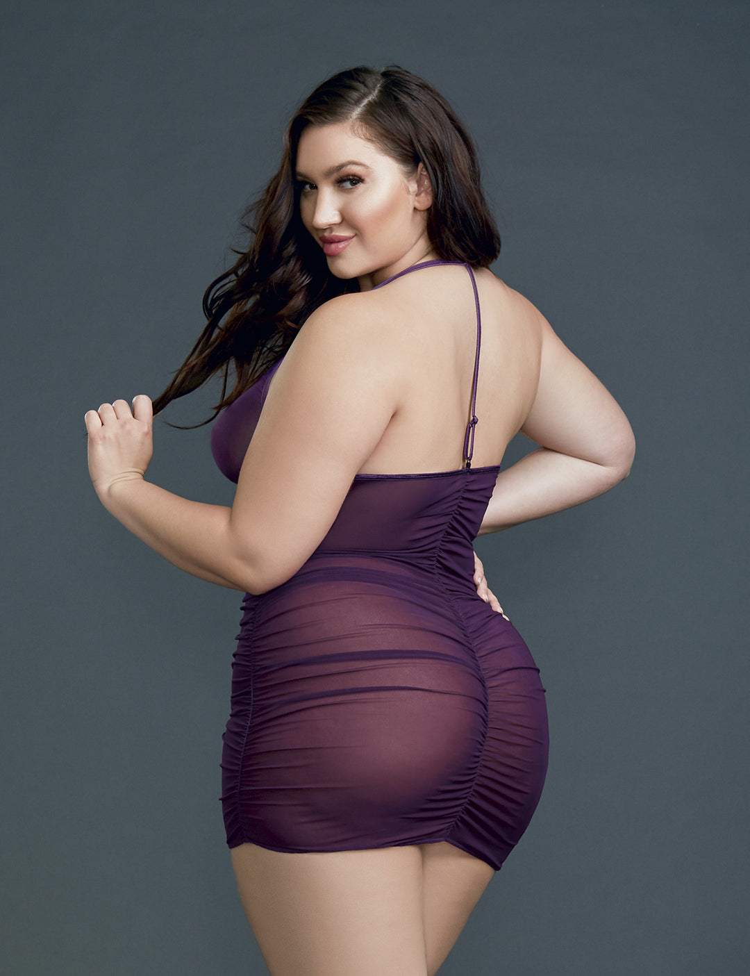 Plus Size Flirtatious Plum Chemise & G-String