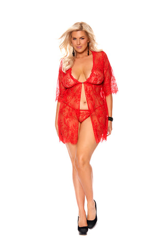 Plus Size Red Lace Babydoll
