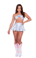 Holographic Flared Skirt
