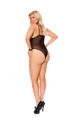 Plus Size Mesh Two Toned Scalloped Lace Teddy