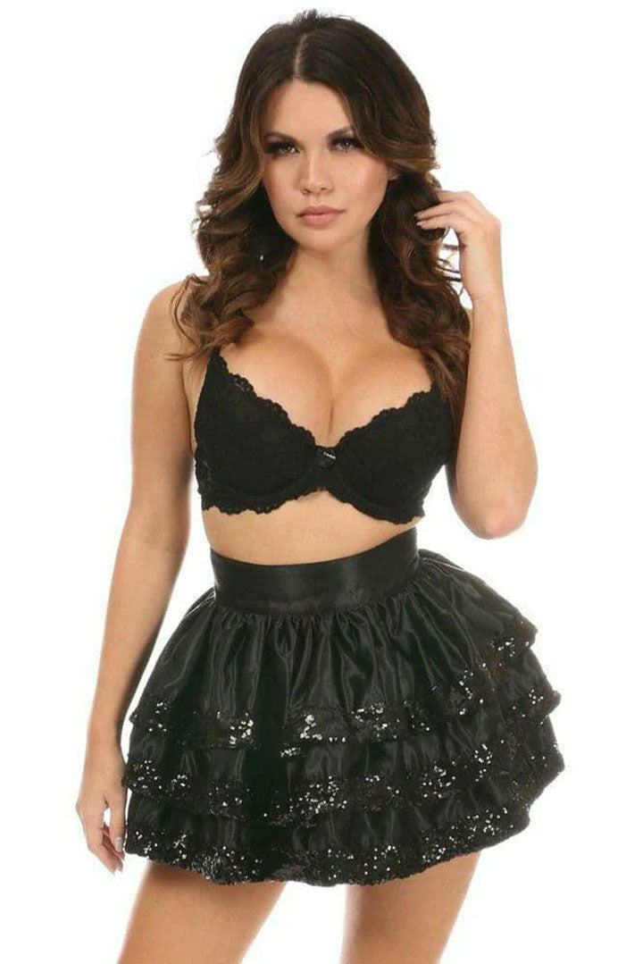 Black Sequin 3 Layer Skirt
