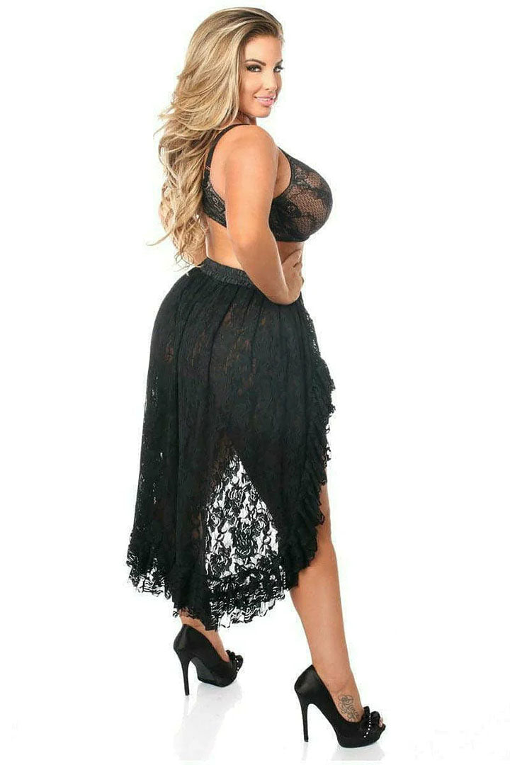 Black Lace High Low Lace Skirt