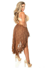 Brown Lace High Low Skirt