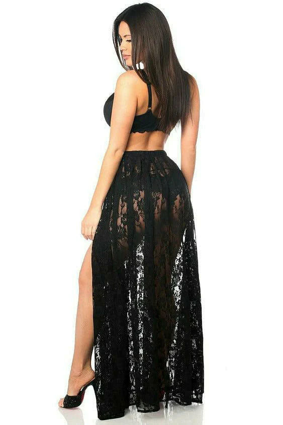 Sheer Black Lace Skirt