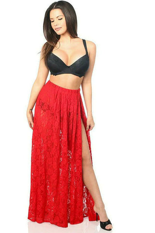 Sheer Red Lace Skirt