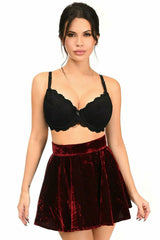 Dark Red Crushed Velvet Skirt
