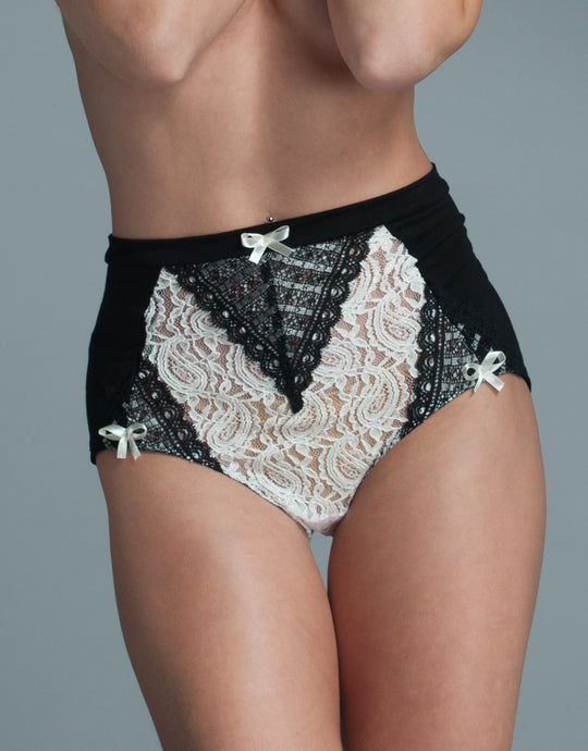 High Waisted Panties with Modal Jersey and Lace