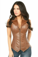 Top Drawer Faux Leather Steel Boned Corset