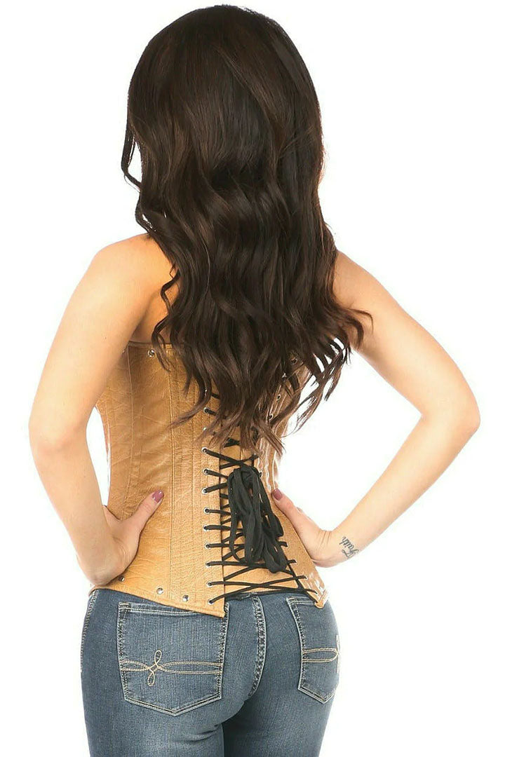 Top Drawer Steel Boned Distressed Faux Leather Underbust Corset Top – just  damn sexy