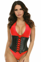 Top Drawer Black Faux Leather Steel Boned Under Bust Corset