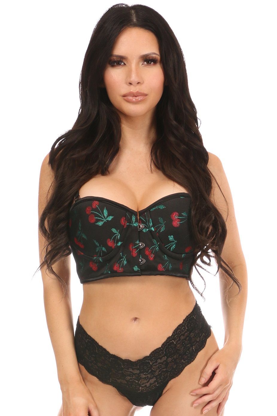 Lavish Cherry Brocade Underwire Short Bustier