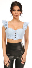 Lavish Lt Blue Eyelet Underwire Bustier Top w/Removable Ruffle Sleeves