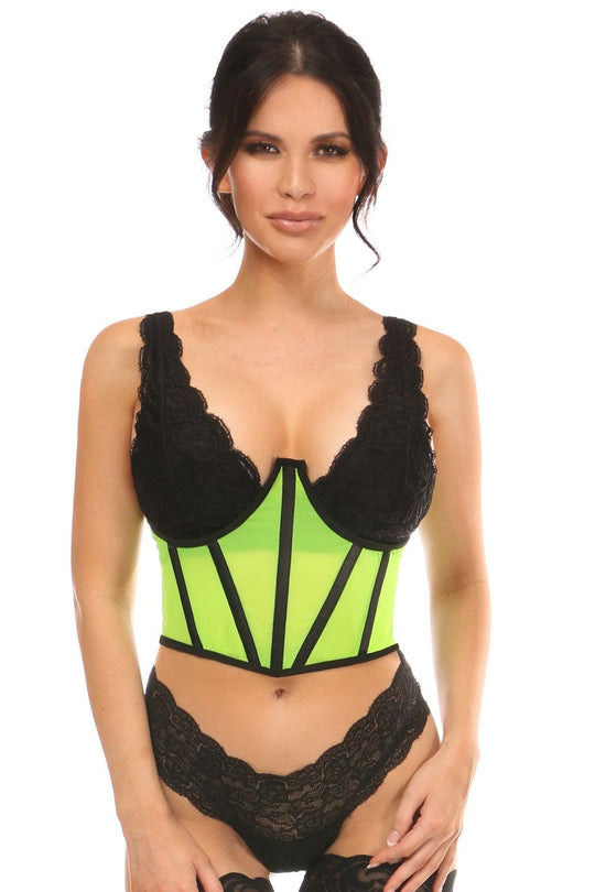 Lavish Neon Green Mesh Open Cup Waist Cincher